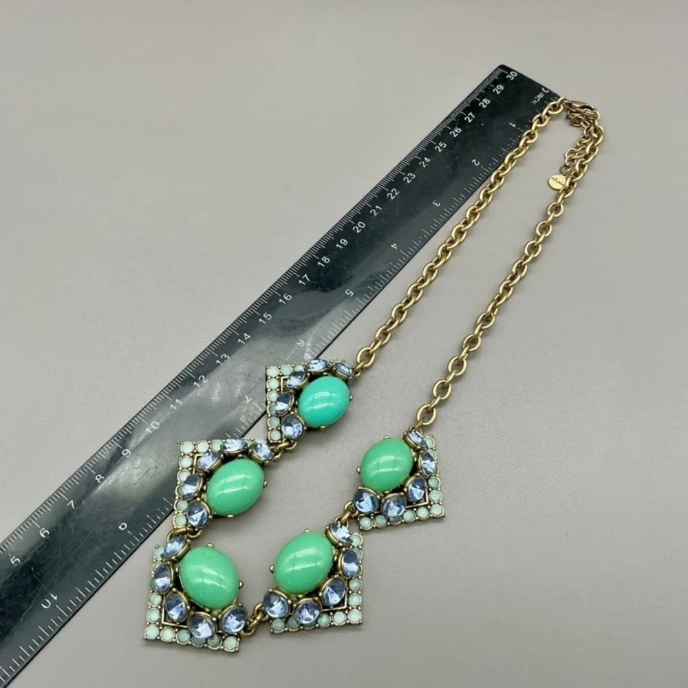 Stella & Dot Necklace Womens Gold Tone Green Blue Cabochon Statement 19-22 In